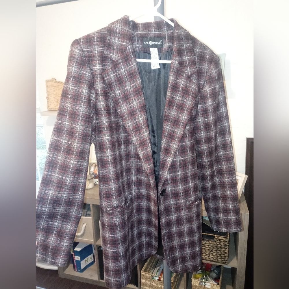 VINTAGE Sag Harbor plaid oversized blazer